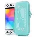 Carrying Case for Nintendo Switch and New Switch OLED Console,Protector Bag for Animal Crossing, Protective Storage Case for Girls with 10 Game Cards Slots, Two Grips, Switch Accessories