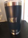 YETI Black 20 Oz Rambler with MagSlider Lid~NAVY BLUE-MONOGRAMMED "ANDY"-NEW