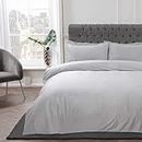 Sleepdown Bettbezug-Set mit Kissenbezügen, matt, silberfarben, superweich, pflegeleicht, einfarbig, für Einzelbett (135 x 200 cm), Samt, Silber