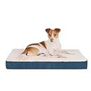 Best Pet Supplies Cute Dog Bed Mat Flat Mattress with Waterproof Exterior, Thick Orthopedic Egg Foam Fill, and Soft Sherpa Fleece Cover for Small, Medium, and Large Breeds - Blue, 30X20X3