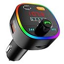 Mycket Upgraded Bluetooth 5.0 FM Transmitter for Car,45W Type-C & QC3.0 Fast USB Charger,Wireless Bluetooth FM Radio Adapter Music Player Support U Drive/TF Card,Optional EQ,with 10 Color LED Backlit