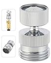 Hibbent Swivel Faucet Adapter Kit, Solid Brass 3/4'' Garden Hose Adapter with Aerator, 360 Degree Kitchen Sink Faucet Aerator Adapter for Female & Male to Male, Cache Faucet Aerator Key, Chrome