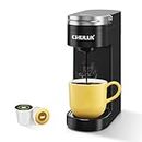 CHULUX Single Serve Coffee Maker KCUP Pod Coffee Brewer, Single Cup Coffee Machine Mini 3 in 1 for K CUP Ground Coffee Tea Filter, One Cup Coffee Maker Fit Travel Mug, 5-12oz. Simply Brew in Minutes