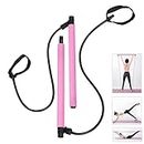 SLOVIC Pilates Exercise Bar with Resistance Band | Yoga Pilates Bar with Foot Loop and Foam Handles | Exercise Stick for Home Gym Workout | Muscle Toning & Body Shaping (Pink)
