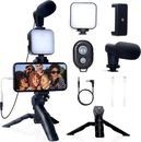 Kit de vlogging para teléfono inteligente para iPhone/Android con luz + micrófono + trípode + soporte