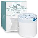 Vive Commode Liners with Absorbent Pad - Disposable Replacement Bag - Fits Standard Adult Bariatric Bedside Commode Pail and Folding, Portable Toilet Chair - Absorbing Sheet Aid (72 Pack)