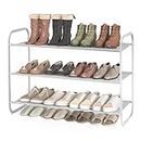 MAX Houser 3-Tier Shoe Rack, Fabric Shoe Shelf for Closet Bedroom Entryway (Light Gray)