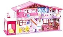 Toyzone Dollhouse (50 pcs) | Play Set for Girls| Role Play Set| Doll House with Furniture| Doll House Play Set for Kids with Furniture | Pretend Play Set (My Deluxe Doll House(50pcs)) Multicolor