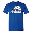 Los Angeles City Baseball Skyline Men's Fan T-Shirt (Royal T-Shirt, L)