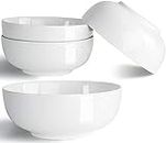 Chunni 32 oz Salad Bowl Set, Large Pasta Bowls, Cereal Bowls, Pho Bowls, White Porcelain, Set of 4