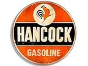 GHaynes Distributing Round Vintage Hancock Gas Sticker Decal (Gasoline Logo Old Rat Rod) 4 x 4 inch