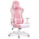 Homall Gaming Chair, Office Chair High Back Computer Chair Leather Desk Chair Racing Executive Ergonomic Adjustable Swivel Task Chair with Headrest and Lumbar Support (Pink)