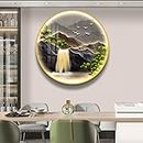 Luxury Home Art Decor Wall LED Waterfall with Cristals, Nature Acrylic Handmade Painting for Living Room Bedroom Kitchen Hotel