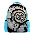 Travel Backpack for Women,Backpack for Men,Twill Weave,Abstract Piano Keyboard Spiral Stairs