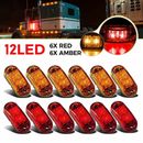12PCS Side Marker Lights 2.5" LED Truck Trailer Oval Clearance Light Amber & Red