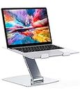 Glangeh Laptop Stand Adjustable Height, Ergonomic Portable Laptop Riser Holder for Desk, Aluminum Foldable Laptop Computer Monitor Stands Compatible with MacBook Air Pro, Dell, HP (10-16")-Silver