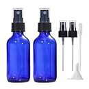 LIYUABU Botella de spray de vidrio vacías azul de 60 ml, atomizador de niebla fina pequeña,reutilizable,botellas de aerosol de viaje para aceites esenciales,perfumes, limpieza (2 piezas)