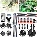 Kalolary 158PCS 226FT Drip Irrigation Kits Accessories, Greenhouse Micro Plant Watering System Adjustable Home Garden Patio Misting Micro Flow Drip Irrigation Misting Cooling System