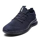 Tvtaop Mens Trainers Road Running Shoes Sneaker Gym Athletic Breathable Outdoor Sports Jogging Fitness Non Slip Lightweight Comfortable Casual Walking Shoes Darkblue 6.5 UK
