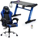 OVERDRIVE Gaming Office Chair and Desk Combo, LED-FX Light Effects, USB Outlets