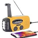 Wind Up Solar Radio, Survival Hand Crank Dynamo AM/FM Emergency Weather Radio, with Rechargeable USB Phone Charger, LED Bright Flashlight, use for Household and Outdoor Camping, Hiking