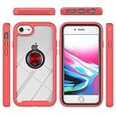 360 Spin Ring Hard PC Frame Shell Apple iPhone SE 2020 SE2 7 8 6 6S Contraportada Sólida Car Shell protectora iPhone 6 S 7 8 SE 2020 Armor Cases (rojo, iPhone 6/6S)