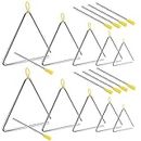 SINJEUN 10 Pack Musical Steel Triangle, 4, 5, 6, 7, 8 Inches Triangle Musical Instrument with Striker and Finger Holder, Triangle Hand Percussion Instrument for Music Learning and Teaching, Set of 5
