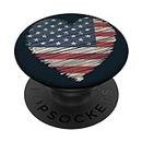 American Flag Heart Stars And Stripes For Patriotic Merica PopSockets Grip and Stand for Phones and Tablets PopSockets Standard PopGrip