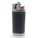 Lucklybestseller Metal Leather Lighter Case Cover Holder for Bic Mini Lighter J5 (Black)