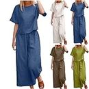 Yck-SAiWed Discounts and Promotions Coupon Codes Womens Two Piece Outfits Summer Sets for Women 2023 Sleeveless Crop Top Loose Wide Leg Trouser with Pockets