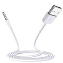 ULTRABYTES 3.5mm Male AUX Audio Jack to USB 2.0 Male Cord, USB Data Sync Charger Cable for MP3, MP4 Players, Headphones, Speakers, Car Stereos (White)