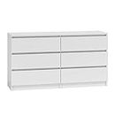 WHATSIZE ENTERPRISE – Moderna – Large Chest of Drawers – Contemporary 6 Drawer Wide Dresser & Filing Cabinets - Office, Lounge & Bedroom Furniture Storage Cabinet, White