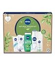 NIVEA Natural Pamper Kit Skincare Regime Gift Set, Women's Gift Set Includes Shower Gel, Day Cream, Face Mask, Body Lotion, Lip Scrub, Moisturiser and Face Cloth