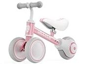allobebe Baby Balance Bike, Cute Toddler Bikes 12-36 Months Gifts for 1 Year Old Girl Bike to Train Baby from Standing to Walking with Adjustable Seat Silent & Soft 3 Wheels