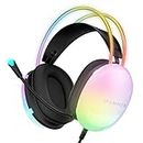 HAMMER Blaze Wired Over Ear Gaming Headphones with Mic, 50mm Drivers, Stereo 7.1 Sound, RGB Lights, Compatible with Windows, Xbox, Play Station, Gaming Headset with Adjustable Bands (Black)