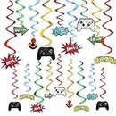 Festiko®Watercolor Video Game Hanging Swirl - 28 PCS Video Game Party Decorations for Boys Kids Game Theme Birthday Party Supplies Hanging Whirls Streamer Spiral Garlands Ceiling Decor
