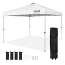 VEVOR Pop Up Canopy Tent, 10 x 10 ft, 250 D PU Silver Coated Tarp, with Portable Roller Bag and 4 Sandbags, Waterproof and Sun Shelter Gazebo for Outdoor Party, Camping, Commercial Events, White