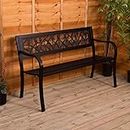 Garden Vida Steel Garden Bench, Tulip Design 3 Seater Outdoor Furniture Seating Park Patio Seat