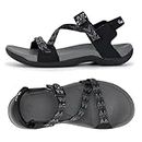Viakix Sport Sandals for Women: Cute Comfortable Athletic Walking Sandal for Hiking, Outdoors, Water, Beach, Travel, Trekking with Arch Support, Black, 9-9.5