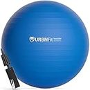 URBNFit Exercise Ball - Fitness Equipment for Home Gym, Stability, Balance and Pilates - 2200-Pound Capacity Anti Burst Design - Includes Pump, Blue, 65cm