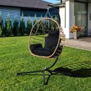 Hanging Egg Swing Chair Stand Hammock Patio Chair Indoor Outdoor w/Black Cushion
