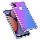 Adamarkeer Cover per Samsung Galaxy A20E Cover trasparente in silicone TPU morbido da donna e ragazza, ultra leggera, sottile, antiurto (viola&blu)