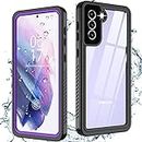 Oterkin for Samsung Galaxy S21 Case,S21 Waterproof Case with Built-in Screen Protector Dustproof Shockproof 360 Full Body Underwater Case for Samsung S21 5G 6.2inch (Purple)