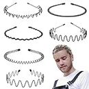 Mens Hair Band Sports Hair Bands for Men, Non-Slip Sports Fashion Headband, Metal Hair Band for Men, Hair Hoop for Outdoor Sports, Weddings,Daily Wear (6 Pieces)