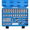 Neiko 02512A 3/8ââ‚¬Â Drive Socket Set with Quick Release Ratchet (90 Tooth), 43 Piece Standard and Deep Metric Sizes, 6mm to 24mm, 6 Point, Universal Joint, 3/8ââ‚¬Â Extension Bars, Made with CR-V Steel