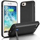 Slabao Battery Case for iPhone SE 2020/7/8/6s/6, 6000mAh Portable Charging Case with Kickstand Rechargeable Backup Charger Cover， Extended Charger Case for iPhone 8 (4.7 inch)-Black