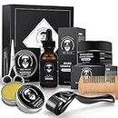 Beard Grooming Kit,Beard Growth Care Kit for Beard Rapid Growth and Density,Beard Growth Activator Serum &Beard Balm &Beard Cleanse, Beard Comb &Scissor for Men Sandalwood Scent