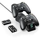 BOFFO Controller Charger Station for Xbox 360, Dual Charging Dock with 2pcs 1200mAh Rechargeable Battery Packs and a Charging Cable