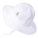 Jan & Jul Cotton Foldable Baby Newborn Sun-Hat for Girl with Strap (S: 0-6 Months, White Eyelet)
