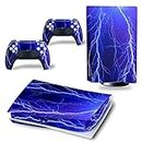 Vinyl Skin Sticker Decal Cover for PS5 Disk Version, Lightning PS5 Console and Controllers Skin